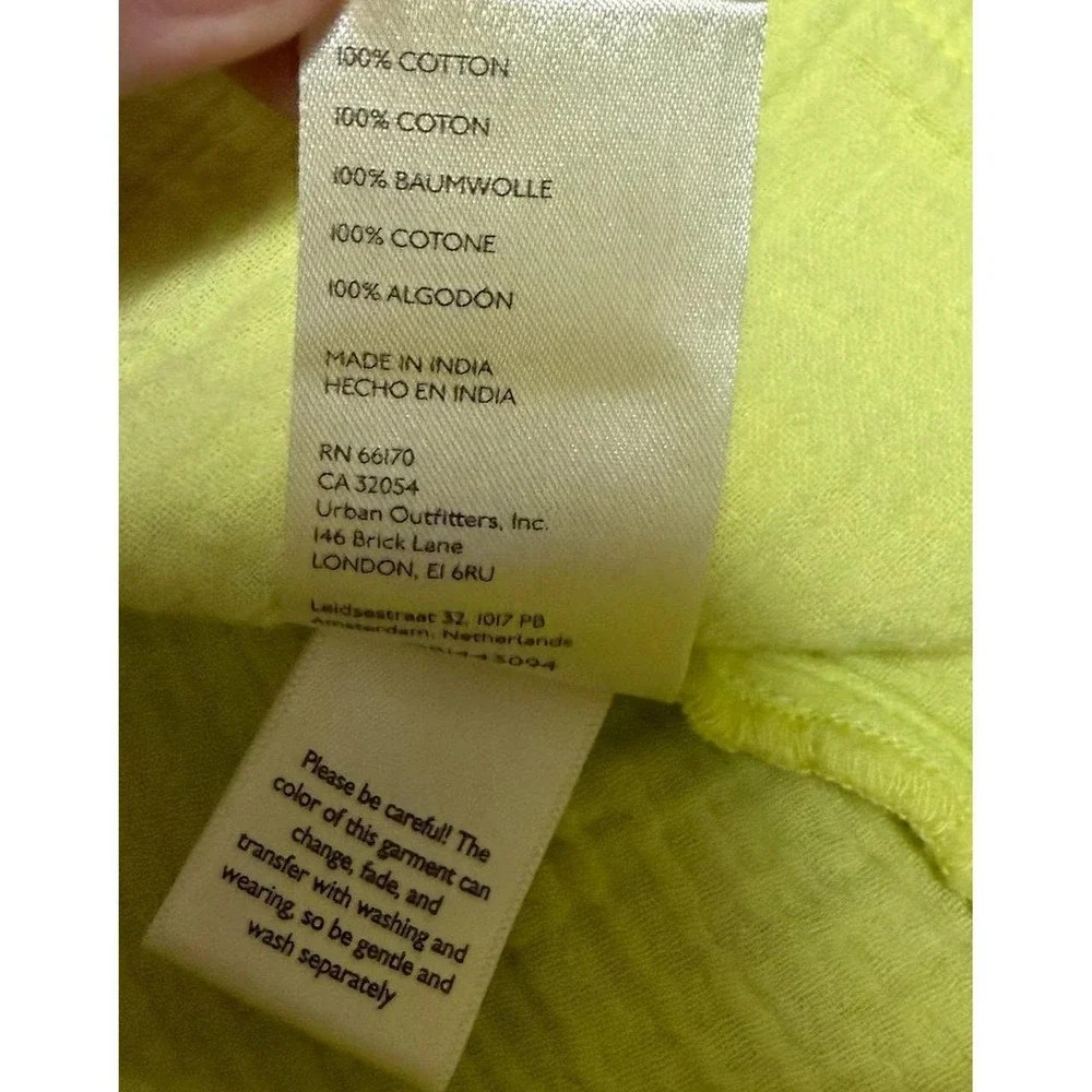 We The Free Free People Women's Medium Lime Green Gauze Button Down Tunic Top